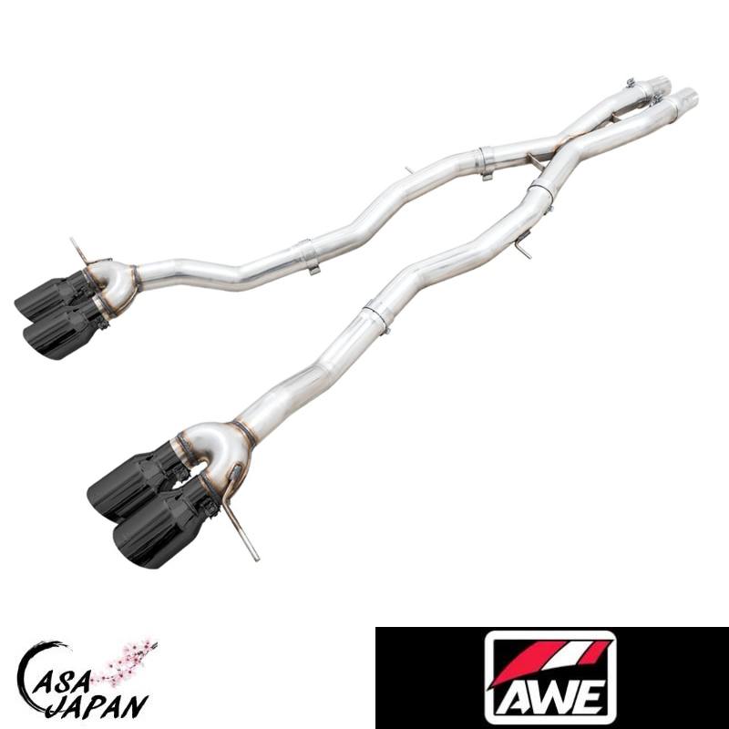 AWE BMW G80 G81 M3 M4 3.0L-TT L6 S58 セダン 2021~2024年 キャットバック 馬力+3hpアップ!! エキゾースト マフラー ステンレス ブラックチップ TRACK 税込み！送料込み！AWE チューニング +BS｜カーサジャパン