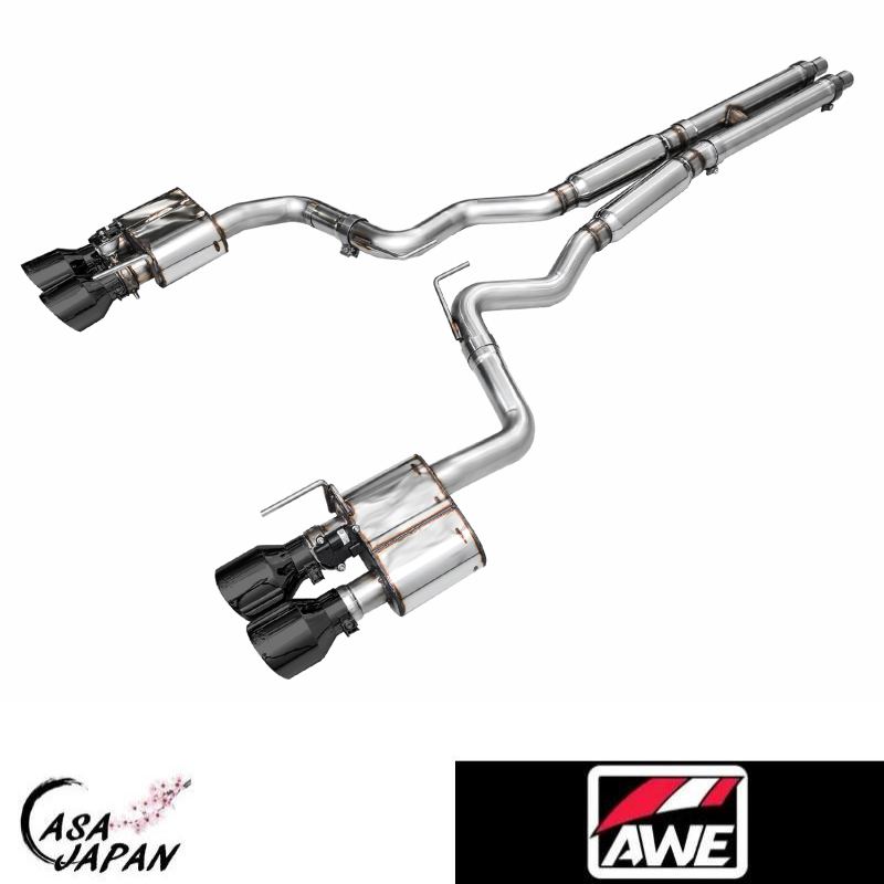 AWE フォード マスタング ダークホース S650 5.0L V8 クーペ RWD 2024年~ SwitchPath キャットバック 馬力+8hpアップ!! エキゾースト マフラー ステンレス ブラックチップ バルブ付き 税込み！送料込み！AWE チューニング +BS