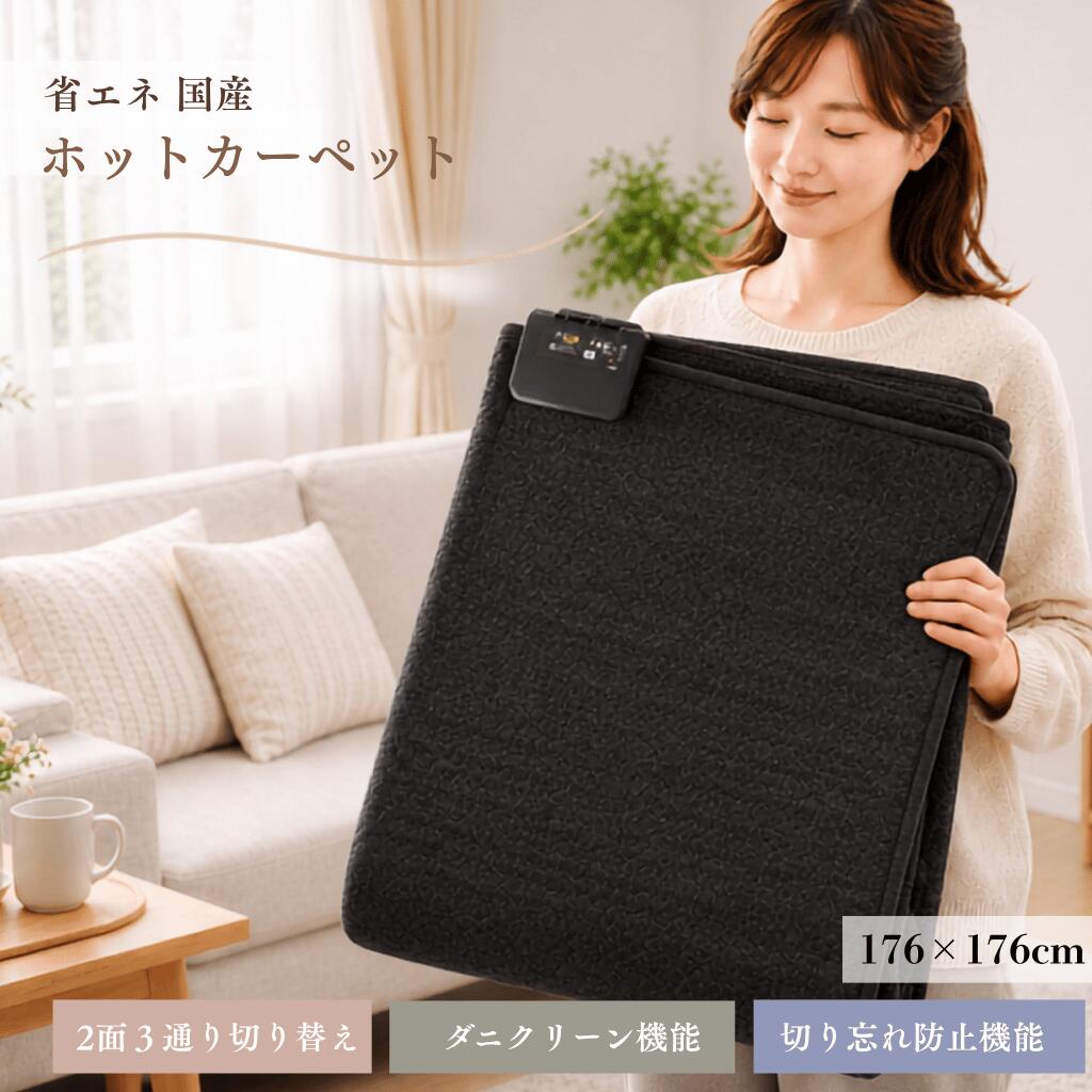 明かり引っ敷き遠赤外線 熱っぽい引っ敷き 2畳 176x176糎 上滑り打ち切り付き添い人 引っ敷き  省エネ