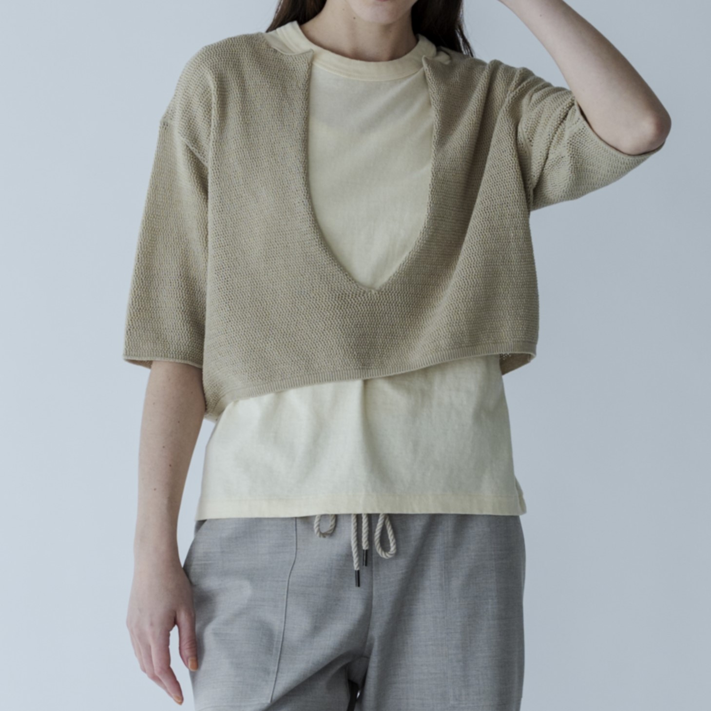 売れ筋商品|||MEYAME / TUCKED JACQUARD PULLOVER GREEN メヤメ　プルオーバー 長袖 COUPON配布中 MEYAME / TUCKED JACQUARD PULLOVER GREEN メヤメ プルオーバー