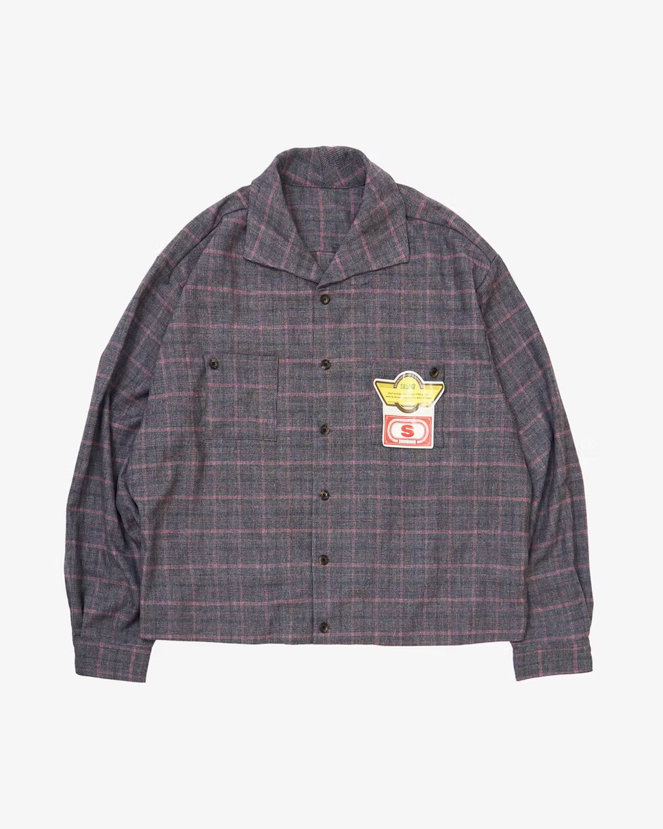 Sillage シアージ rib blouson deadstock glen check pink リブブルゾン デッドストック グレンチェック ピンク シャツジャケット