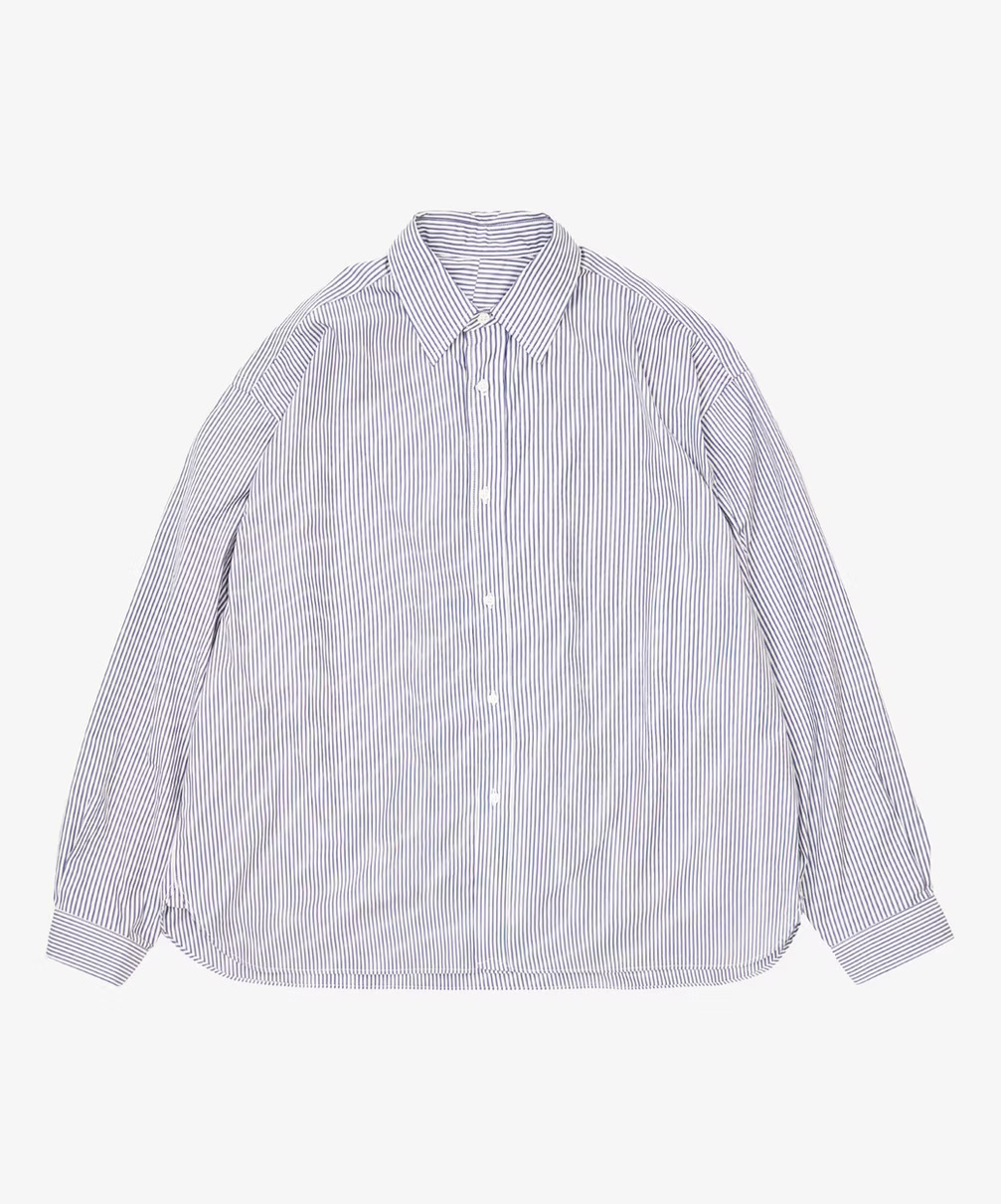 Sillage / wide shirt high count navy stripe　シアージ ワイドシャツ ハイカウント ネイビー ストライプ