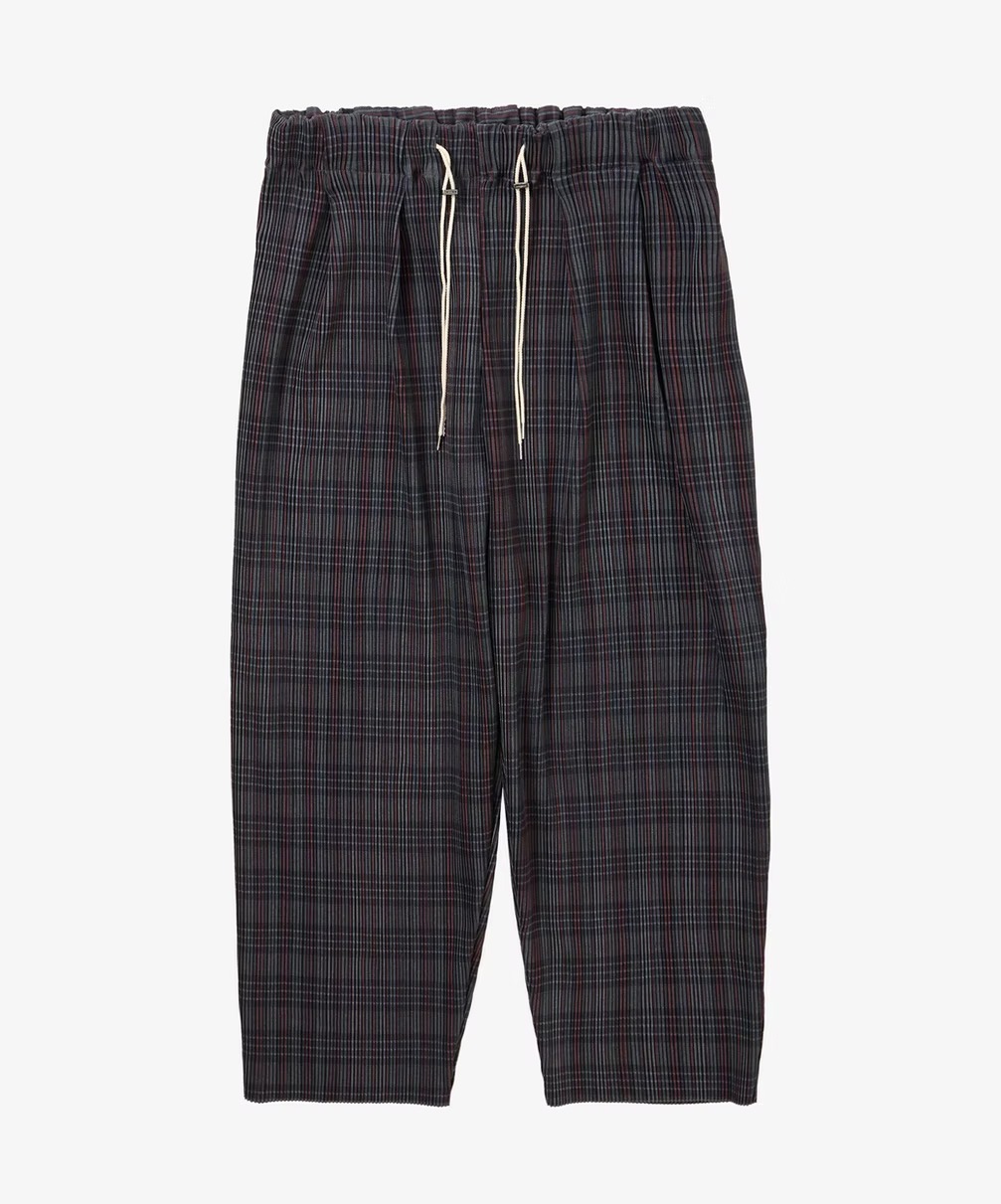 Sillage シアージ circular pleats pants deadstock watahiko tex navy grey plaid サーキュラープリーツパンツ デッドストック ワタヒコテックス グレー