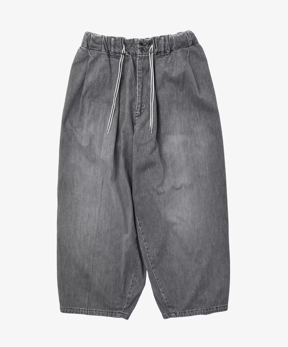 Sillage シアージ circular pants black denim bleached サーキュラーパンツ ブラックデニム ブリーチ ジーンズ｜CASDAY