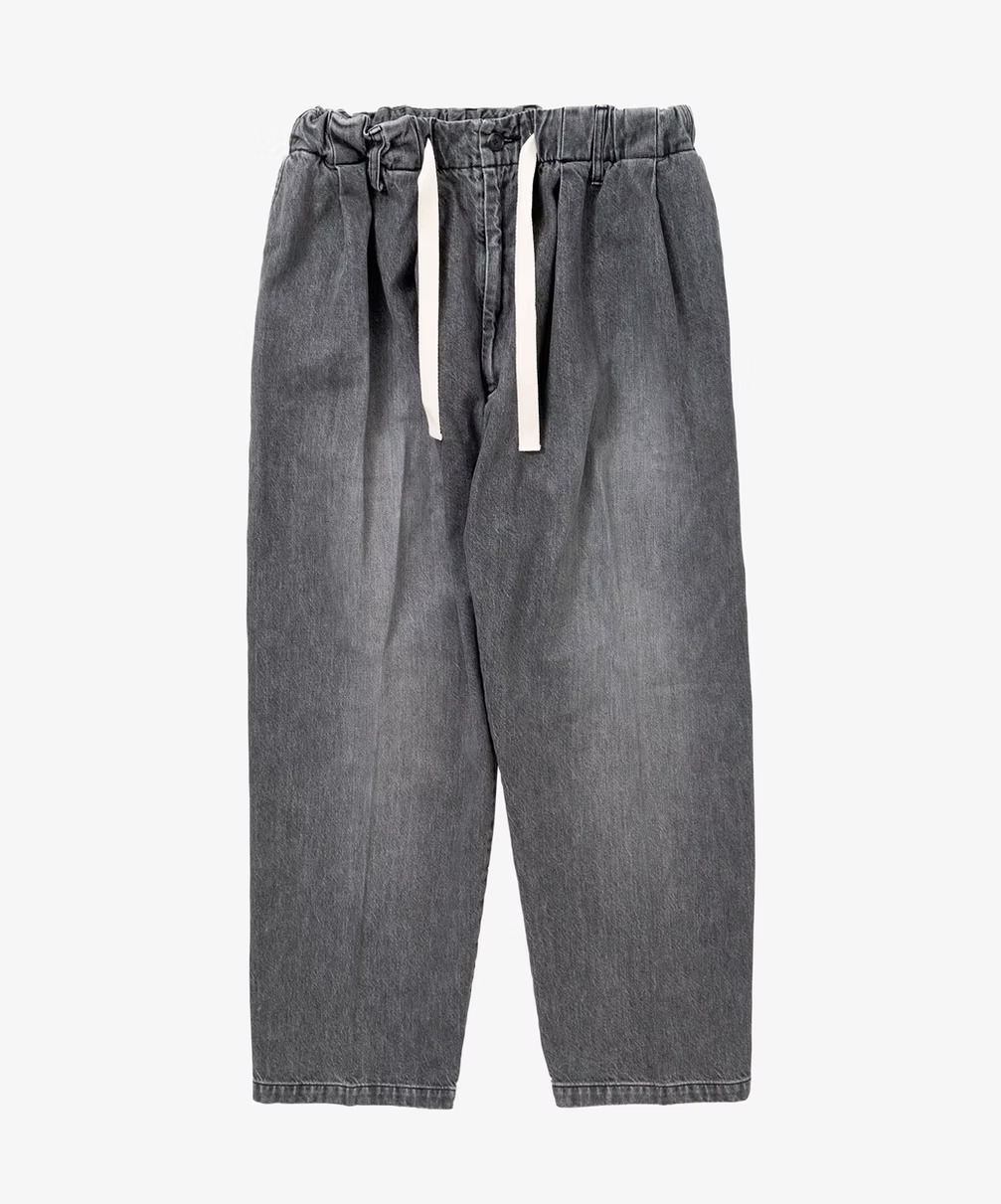 Sillage シアージ baggy trousers black denim bleached バギートラウザー ブラックデニム ブリーチ ジーンズ パンツ