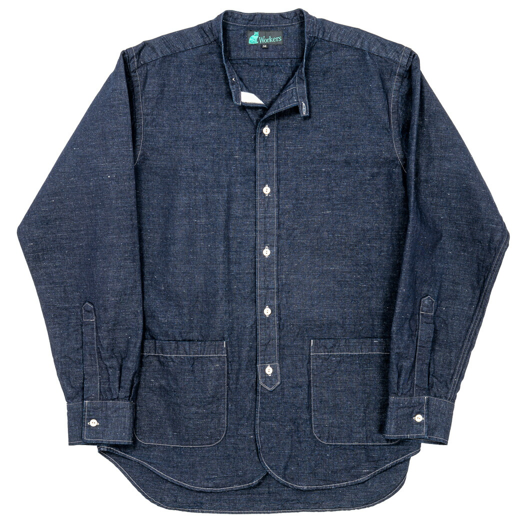 楽天市場】WORKERS ワーカーズ Band Collar Shirt, Indigo Cotton
