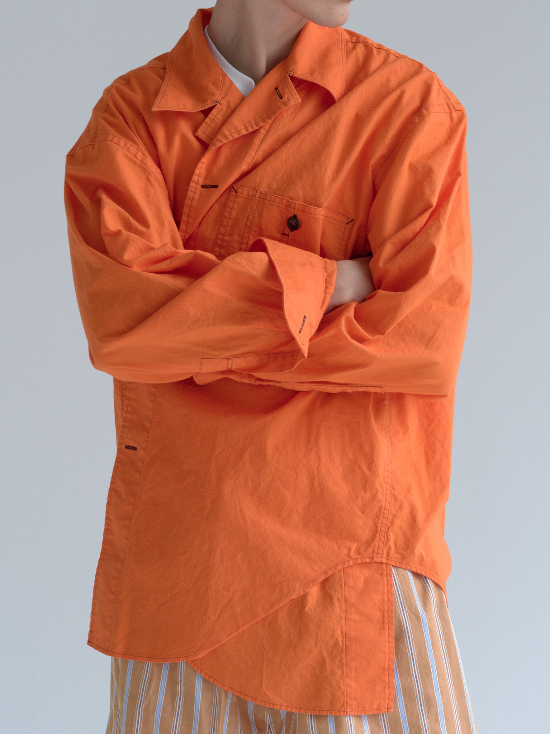 Marvine Pontiak Shirt Makers マービンポンティアックシャツメーカーズ Cover All SH Orange カバーオール シャツ オレンジ ジャケットライク｜CASDAY