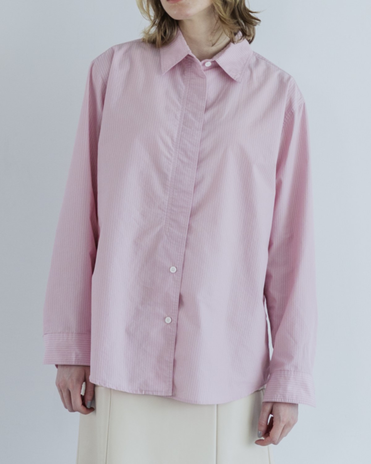 MEYAME メヤメ STRIPED SHIRT PINK ストライプ シャツ ピンク｜CASDAY