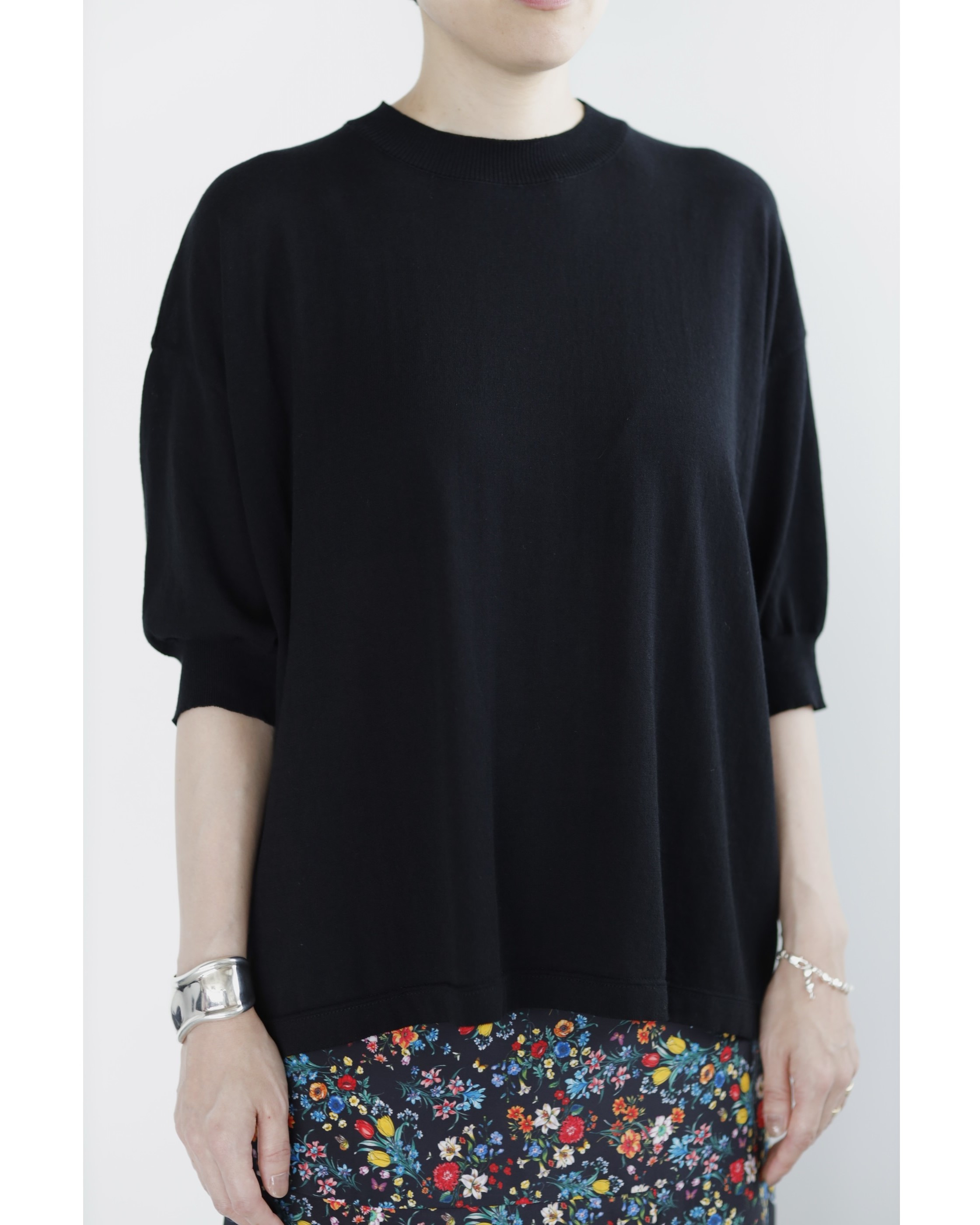 予約商品 MEYAME / COTTON KNIT TEE BLACK メヤメ コットンニット Tシャツ プルオーバー
