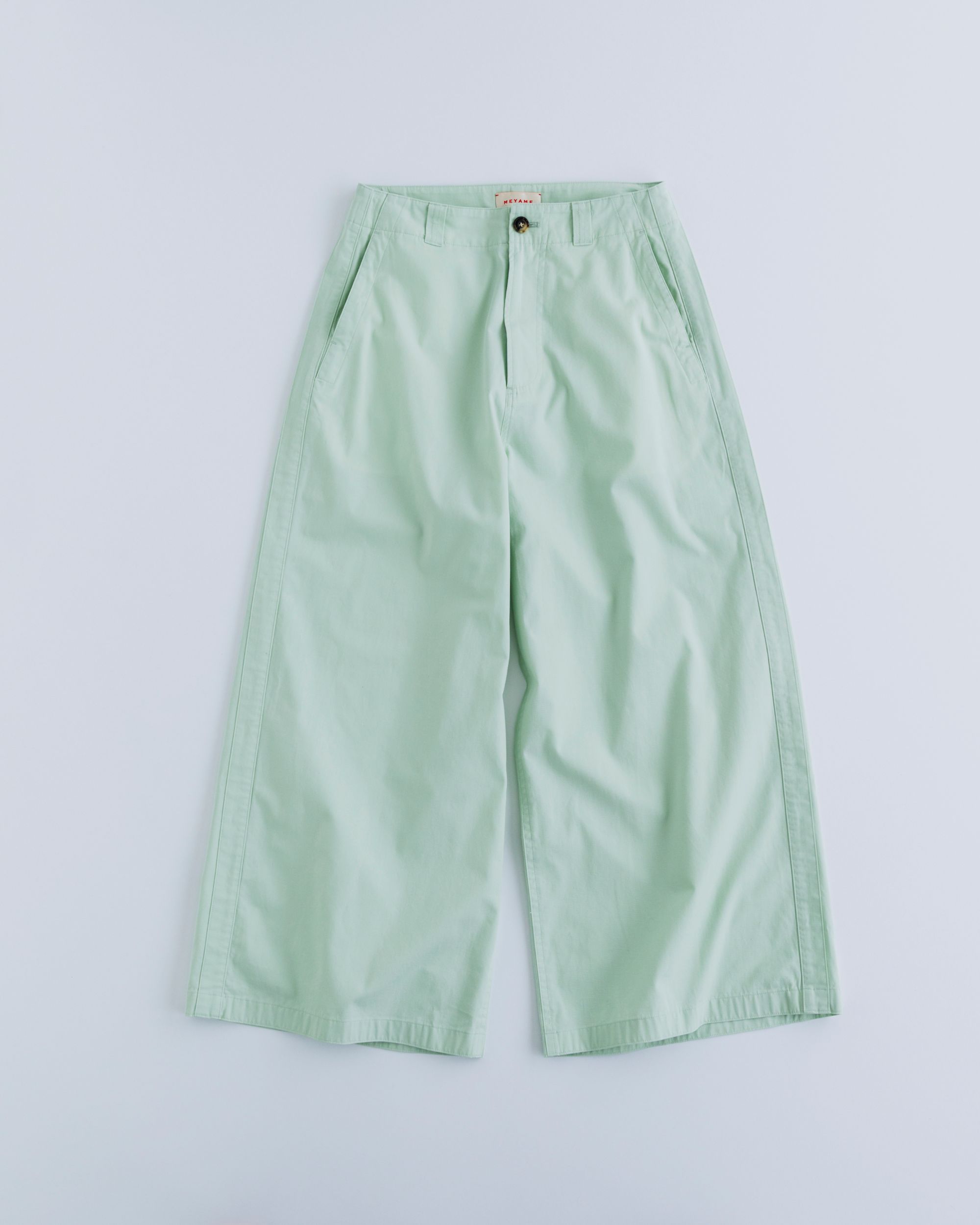 MEYAME メヤメ SIDE LINE WIDE PANTS GREEN サイドラインワイドパンツ グリーン 綿ポリエステル