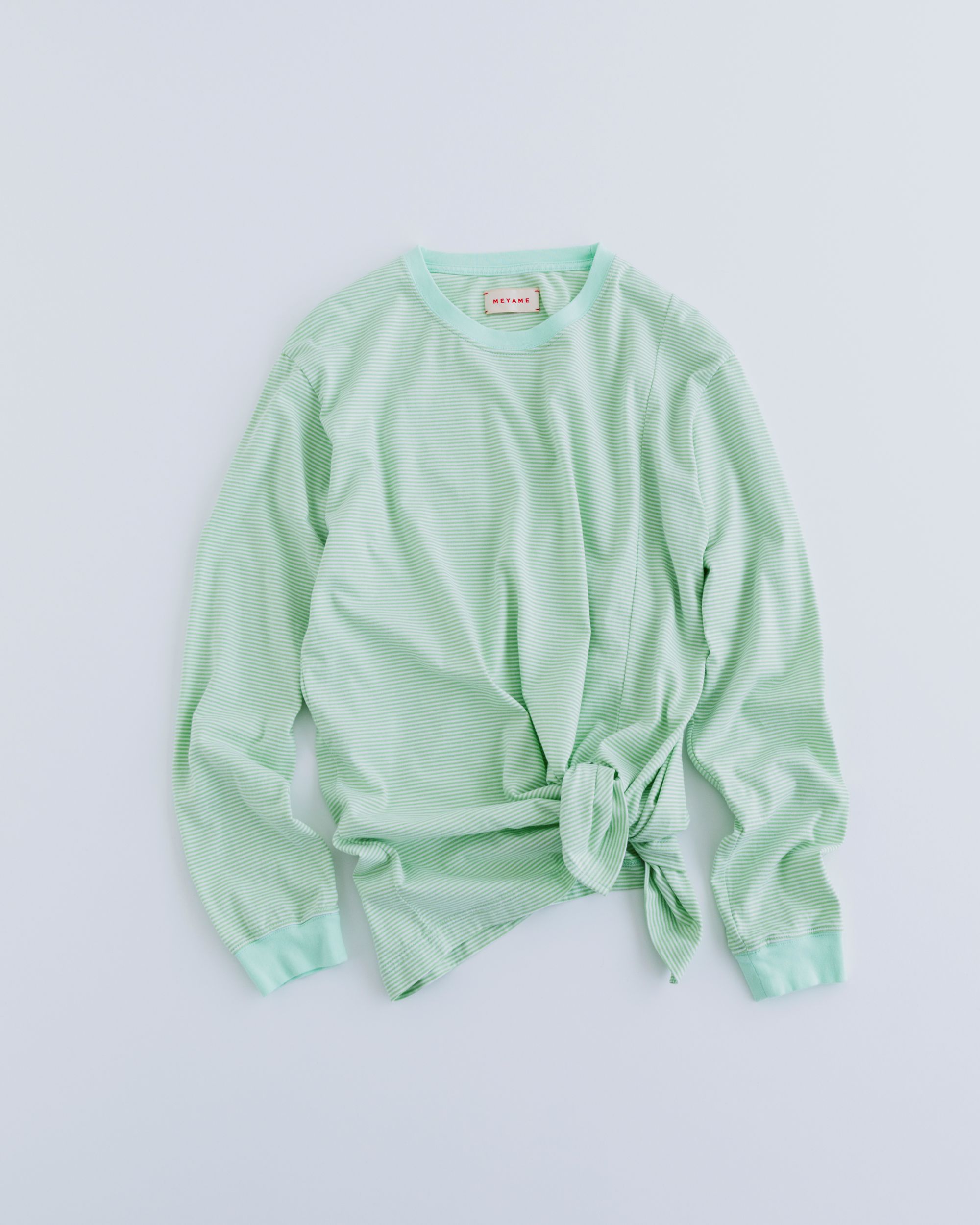 MEYAME メヤメ BORDER SLIT LONG SLEEVE TEE GREEN ボーダー スリット ロングスリーブ ティー