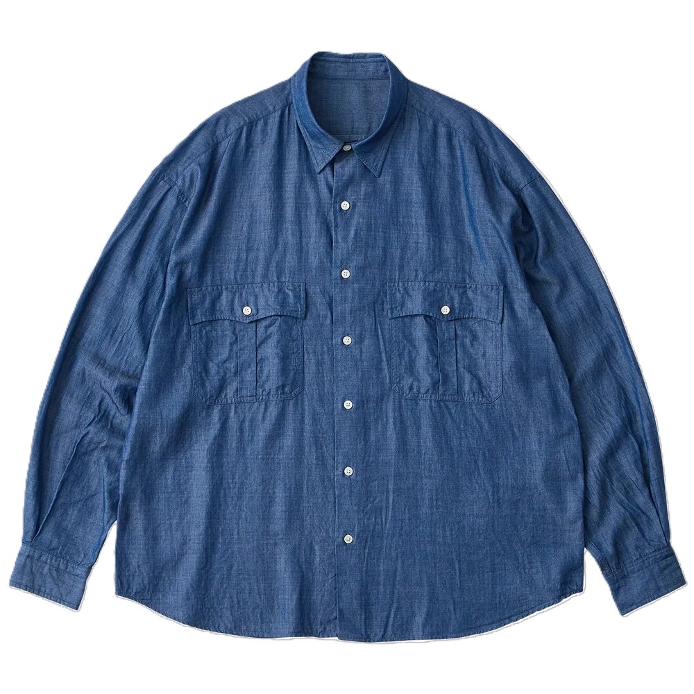 PORTER CLASSIC ポータークラシック ROLL UP BOTANICAL SHIRT BLUE ロールアップ ボタニカルシャツ