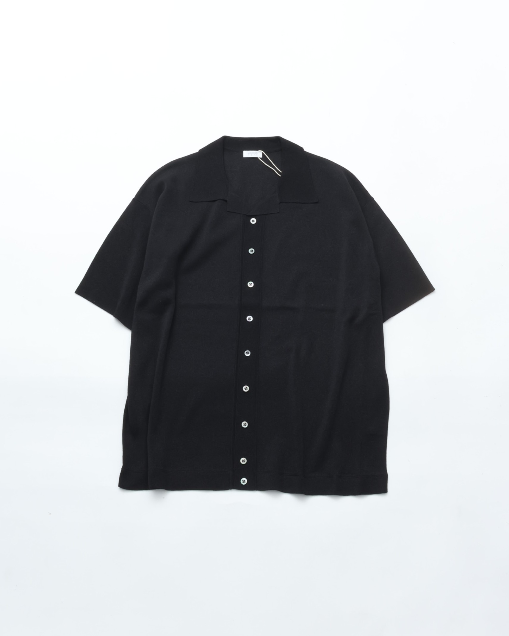 crepuscule クレプスキュール Washi Open Collar S/S Shirt BLACK 和紙 オープンカラー 半袖シャツ ニット｜CASDAY