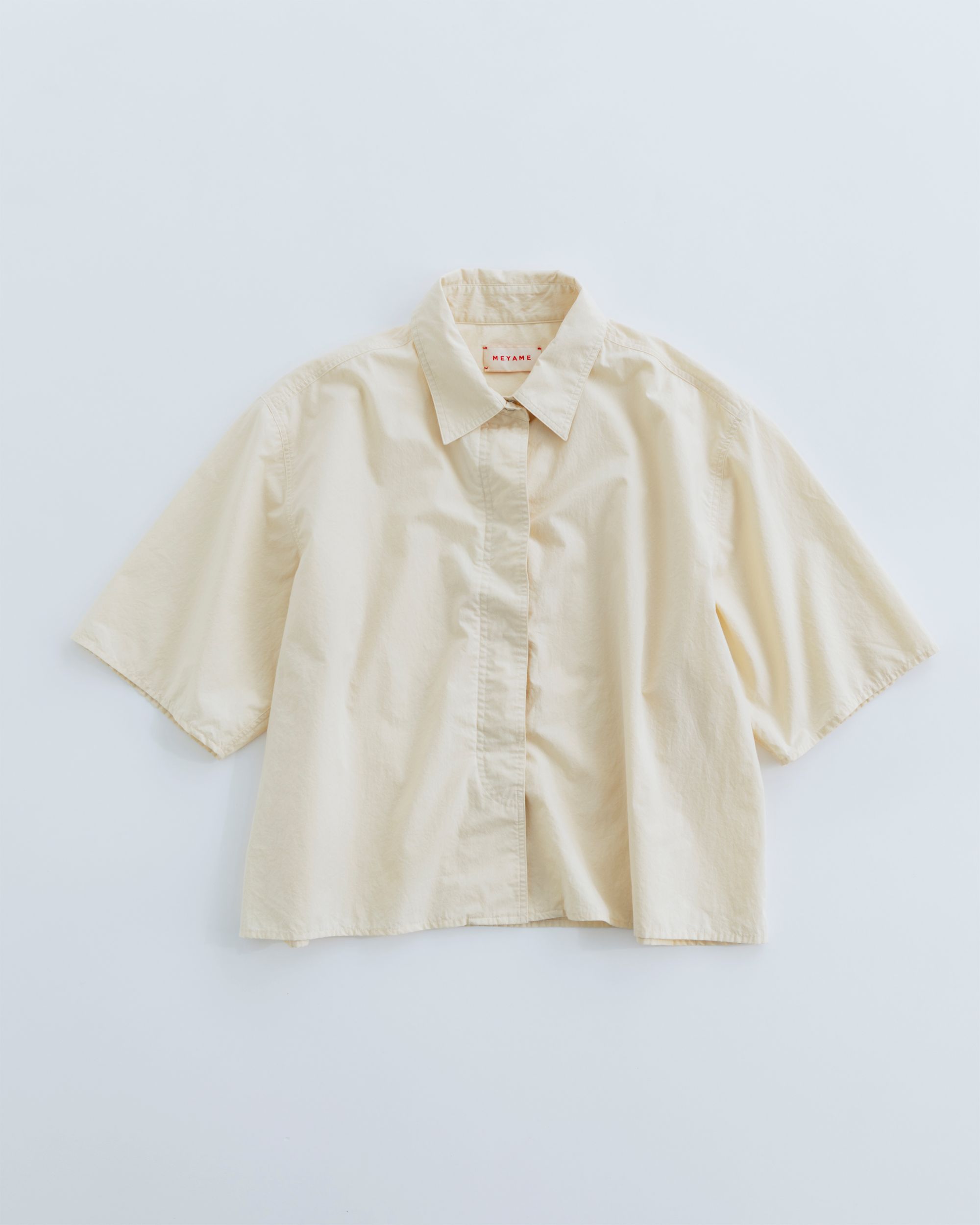 MEYAME メヤメ FRY FRONT HALF SLEEVE SHIRTS MEY-2437 CREAM シャツ 半袖 ショート丈 ワイドシャツ|CASDAY