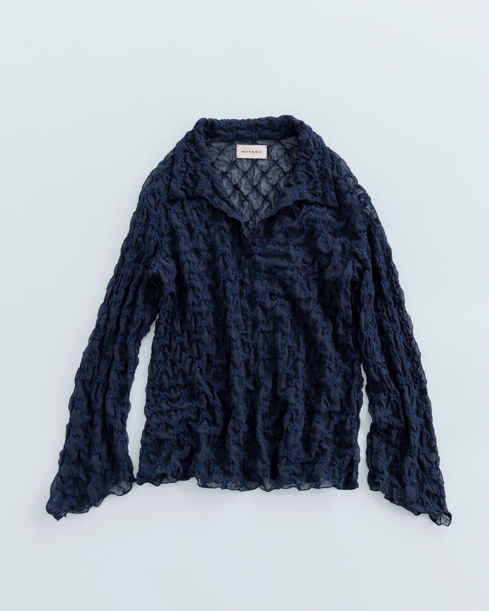 MEYAME メヤメ LACE SKIPPER BLOUSE MEY-2418 NAVY スピード競技旗がしら トップ