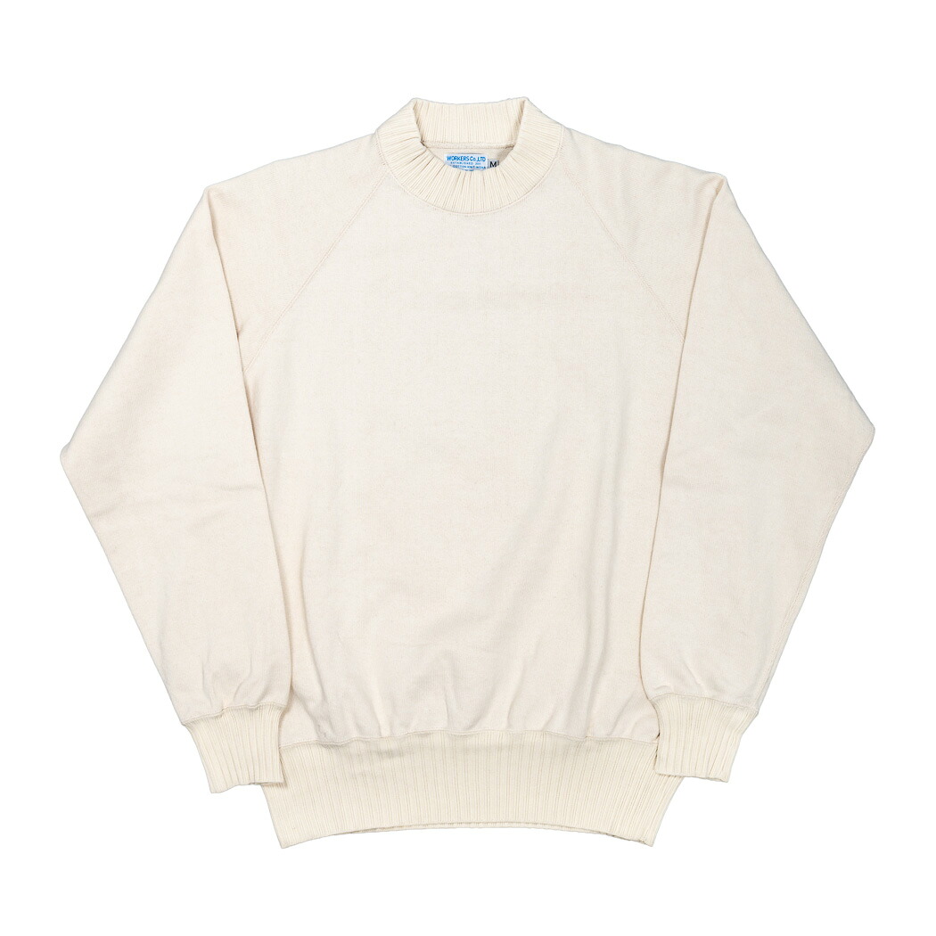 予約商品 WORKERS ワーカーズ Raglan Cotton Swetaer, White ラグラン セーター カットソー|CASDAY