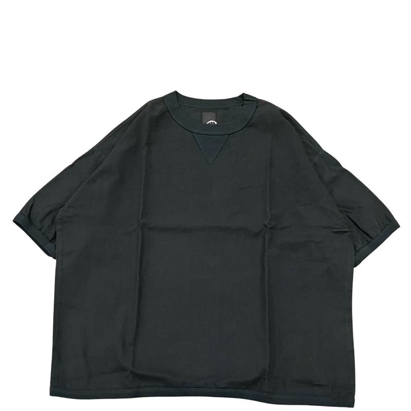 maillot / linen rich big sweat shirt-Tee BLACK マイヨ シャツTシャツ