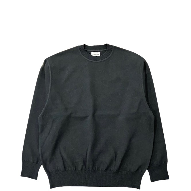 Yonetomi / WAVE COTTON KNIT P/O SOLID BLACK ヨネトミニューベーシック スウェット COUPON配布中