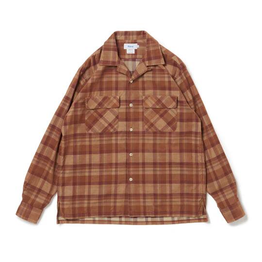Riprap 下唇一巡り FLAP POCKET SHIRT (COTTON VIYELLA) NAVY/BROWN フラップポケットシャツ ボックス席影ぼうし トップス-カジュアルシャツ