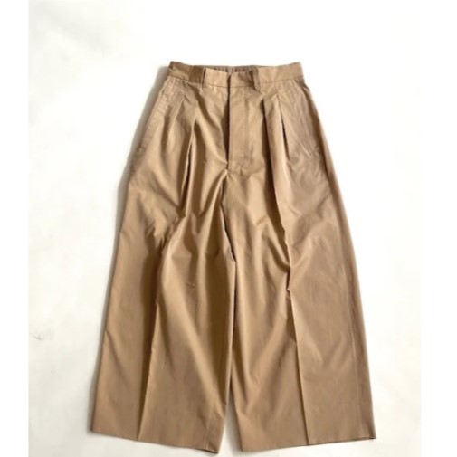 HAVERSACK / 120/2シャンブレー　ハイウエストワイドパンツ BEIGE ハバーサック COUPON配布中