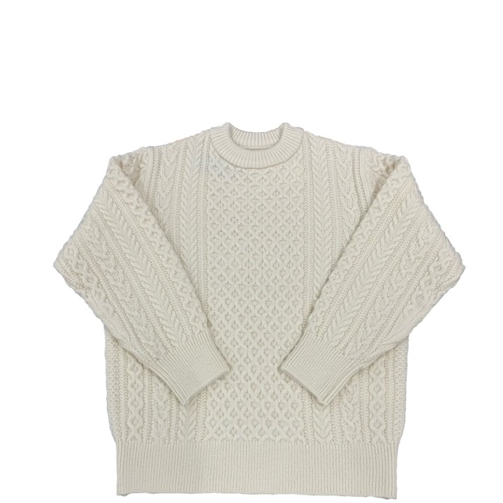 Yonetomi / REBORN WOOL ARAN KNIT P/O 10 WHITE ヨネトミニューベーシック COUPON散り散り中