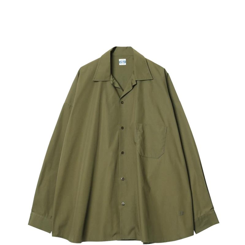 ARMY TWILL / Cotton/Polyester Plain Big Shirt KHAKI アーミーツイル COUPON配布中