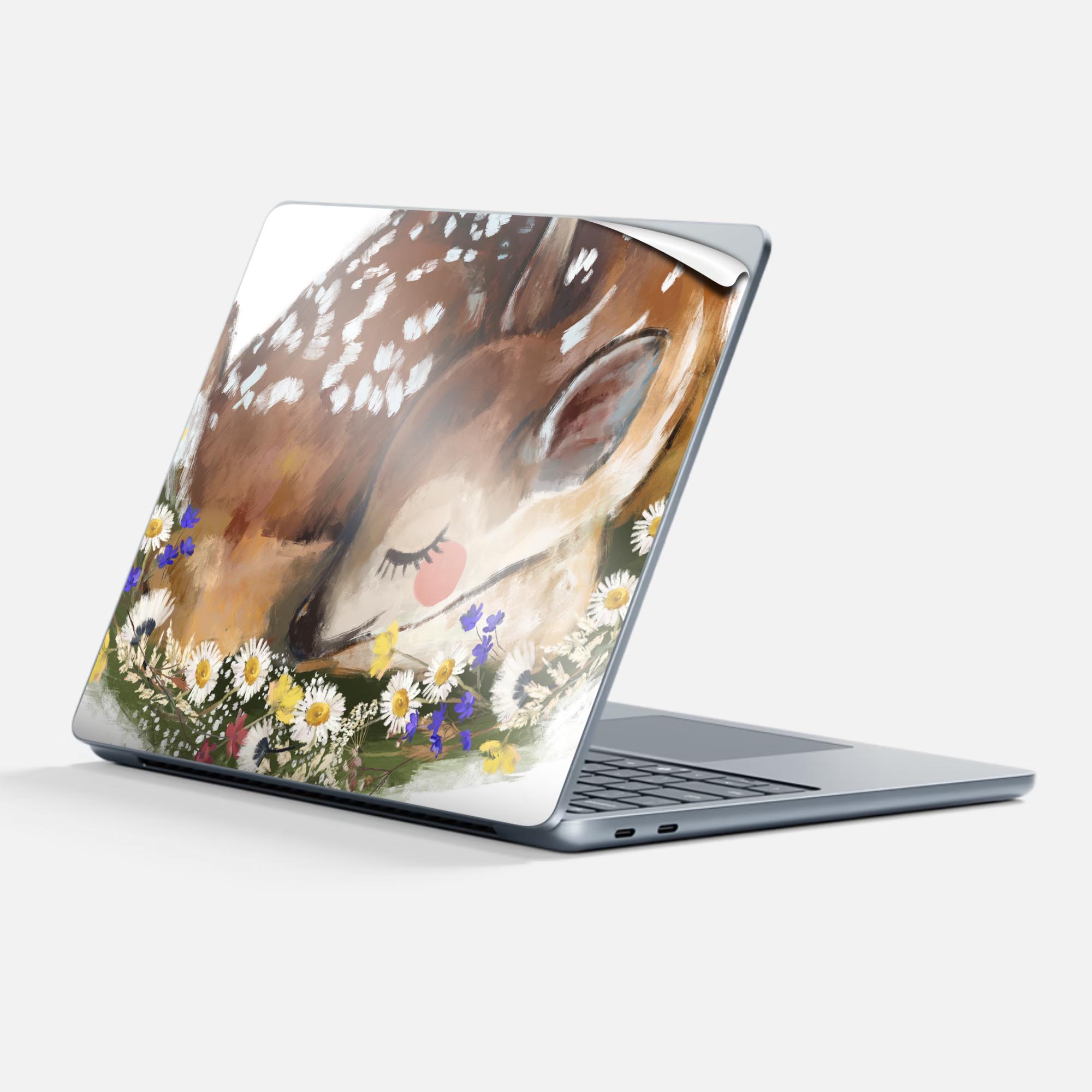 Surface Laptop 第7世代 13 インチ 用 スキンシール 全面スキンシール フル 背面 底 ステッカー 保護シール キャラクター かわいい 026106 鹿 バンビ画像