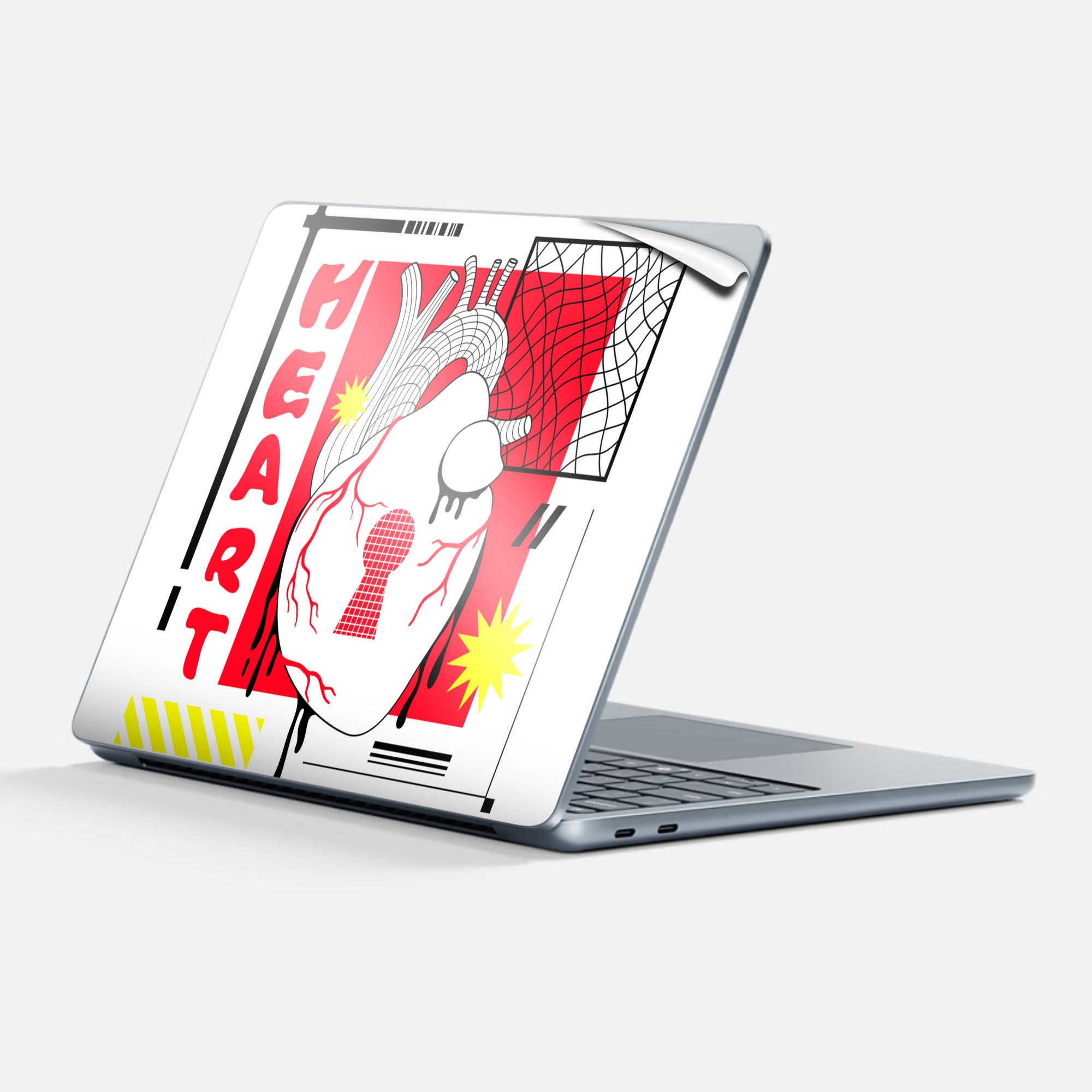 Surface Laptop 第7世代 13 インチ 用 スキンシール 全面スキンシール フル 背面 底 ステッカー 保護シール キャラクター かわいい 035627 クール heart 心臓 情熱画像