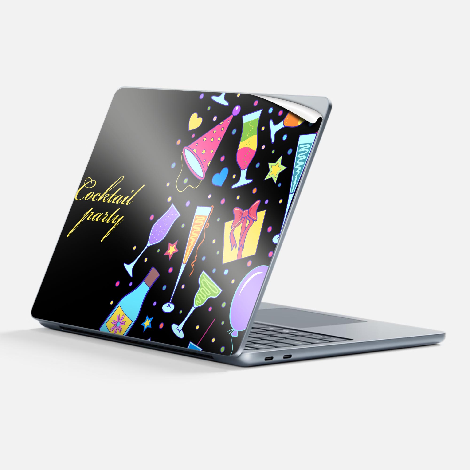 Surface Laptop 第7世代 13 インチ 用 スキンシール 全面スキンシール フル 背面 底 ステッカー 保護シール キャラクター かわいい 007861 カラフル カクテル 飲み物 ハート画像