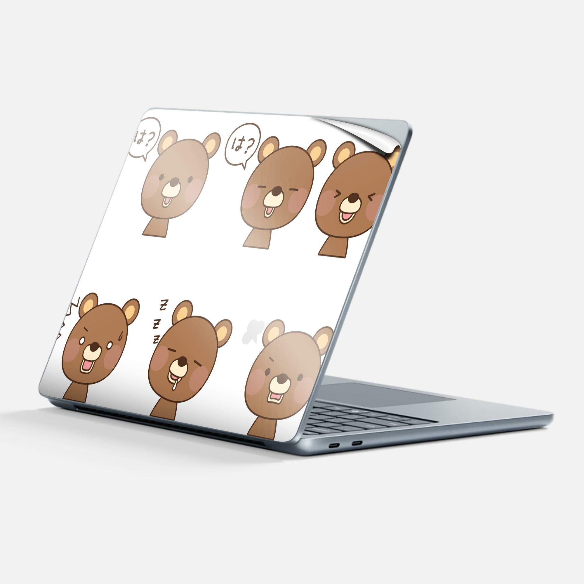 Surface Laptop 第7世代 13 インチ 用 スキンシール 全面スキンシール フル 背面 底 ステッカー 保護シール キャラクター かわいい 008342 イラスト 熊 ベアー アイコン画像