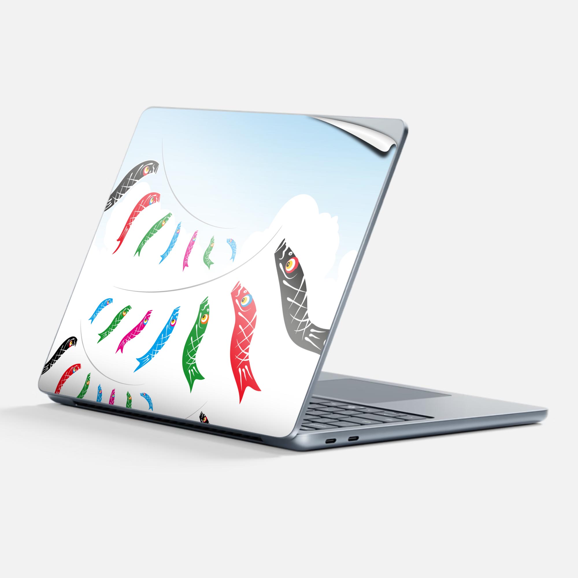 Surface Laptop 第7世代 13 インチ 用 スキンシール 全面スキンシール フル 背面 底 ステッカー 保護シール キャラクター かわいい 013163 こいのぼり こどもの日 節句画像
