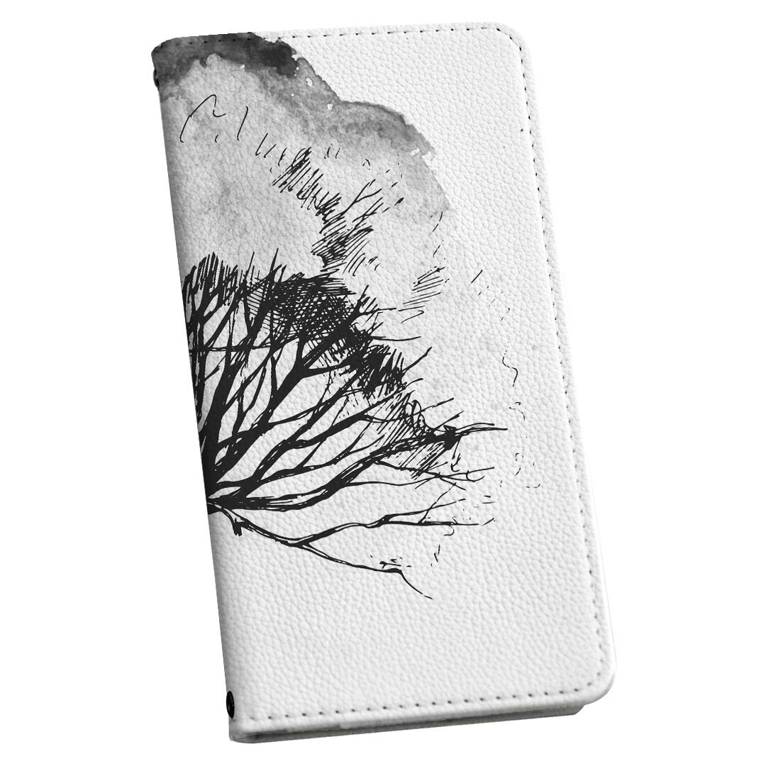 楽天市場 Aquos Sense5g 専用 ケース カバー Sh 53a Au 手帳 Igcase スマコレ 手帳型 スマホケース スマホカバー 0144 木 イラスト モノクロ スマコレ