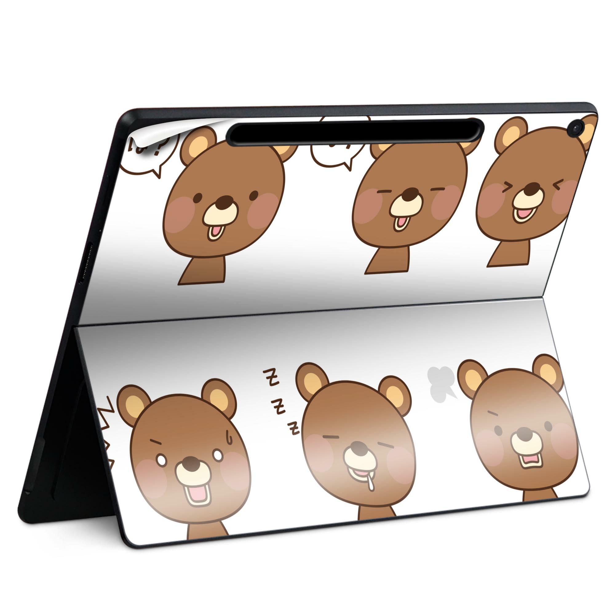 Surface Pro 12 インチ (2025) 用 スキンシール 全面スキンシール フル SurfacePro12 用 背面 底 ステッカー 保護シール 高品質再剥離性シート キャラクター かわいい 023396 女性　顔　人物 008342 イラスト　熊　ベアー　アイコン画像
