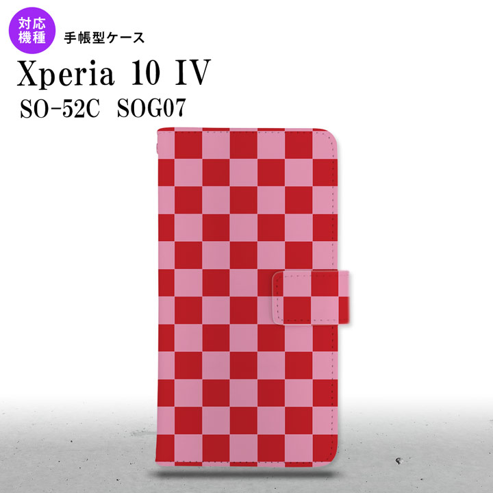SO-52C SOG07 Xperia 10IV 手帳型スマホケース カバー スクエア 赤 ピンク nk-004s-xp104-dr770
