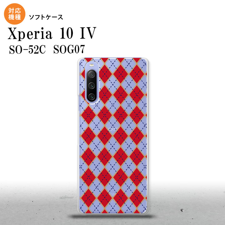 SO-52C SOG07 Xperia 10IV スマホケース 背面ケースソフトケース アーガイル クリア 赤 2022年 7月発売 nk-xp104-tp1404
