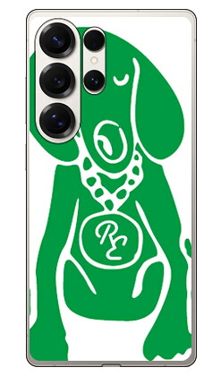 Dog ホワイト×グリーン design by ROTMGalaxy S25 Ultra SCG32 SC-52F SM-S938Z SM-S938Q (ソフトTPU) SECOND SKIN ケース カバー スマホケース 送料無料