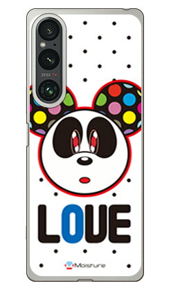 Love Panda ブラックドット Xperia 1 V SOG10 SO-51D A301SO XQ-DQ44 (ソフトTPU) SECOND SKIN ケース カバー スマホケース 送料無料 耐衝撃 プリント 保護 衝撃吸収