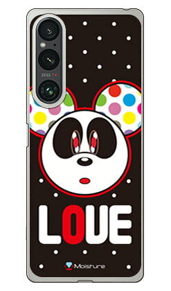 Love Panda ホワイトドット Xperia 1 V SOG10 SO-51D A301SO XQ-DQ44 (ソフトTPU) SECOND SKIN ケース カバー スマホケース 送料無料 耐衝撃 プリント 保護 衝撃吸収