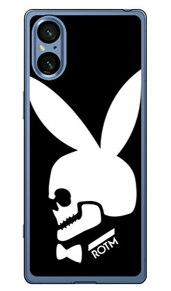 Bunny bone ブラック Xperia 5 V SOG12 SO-53D XQ-DE44 (ソフトTPU) SECOND SKIN ケース カバー スマホケース 送料無料 耐衝撃 プリント 保護 衝撃吸収