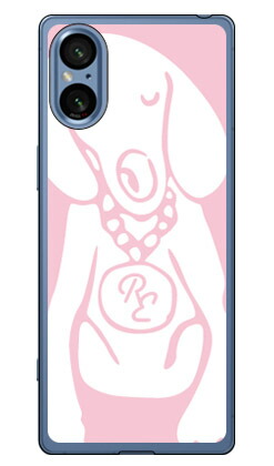 Dog ピンク×ホワイト design by ROTM Xperia 5 V SOG12 SO-53D XQ-DE44 (ソフトTPU) SECOND SKIN ケース カバー スマホケース 送料無料 耐衝撃 プリント 保護 衝撃吸収