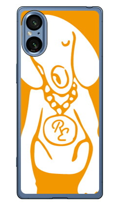 Dog オレンジ×ホワイト design by ROTM Xperia 5 V SOG12 SO-53D XQ-DE44 (ソフトTPU) SECOND SKIN ケース カバー スマホケース 送料無料 耐衝撃 プリント 保護 衝撃吸収
