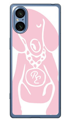 Dog ホワイト×ピンク design by ROTM Xperia 5 V SOG12 SO-53D XQ-DE44 (ソフトTPU) SECOND SKIN ケース カバー スマホケース 送料無料 耐衝撃 プリント 保護 衝撃吸収