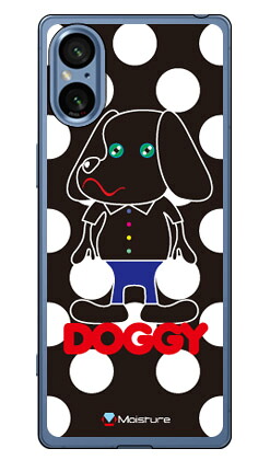 Doggy ホワイトドット Xperia 5 V SOG12 SO-53D XQ-DE44 (ソフトTPU) SECOND SKIN ケース カバー スマホケース 送料無料 耐衝撃 プリント 保護 衝撃吸収
