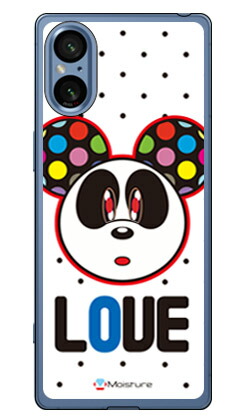 Love Panda ブラックドット Xperia 5 V SOG12 SO-53D XQ-DE44 (ソフトTPU) SECOND SKIN ケース カバー スマホケース 送料無料 耐衝撃 プリント 保護 衝撃吸収