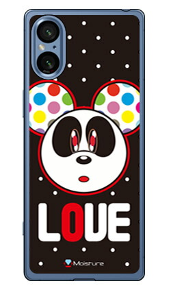 Love Panda ホワイトドット Xperia 5 V SOG12 SO-53D XQ-DE44 (ソフトTPU) SECOND SKIN ケース カバー スマホケース 送料無料 耐衝撃 プリント 保護 衝撃吸収