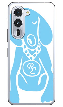 Dog ホワイト×サックスブルー design by ROTMarrows Alpha F-51F M08 (ソフトTPU) SECOND SKIN ケース カバー スマホケース 送