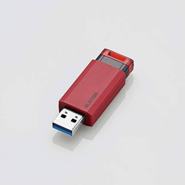 ELECOM（エレコム） USBメモリ 128GB USB3.1（Gen1）対応 ノック式 ストラップホール付 レッド MF-PKU3128GRD