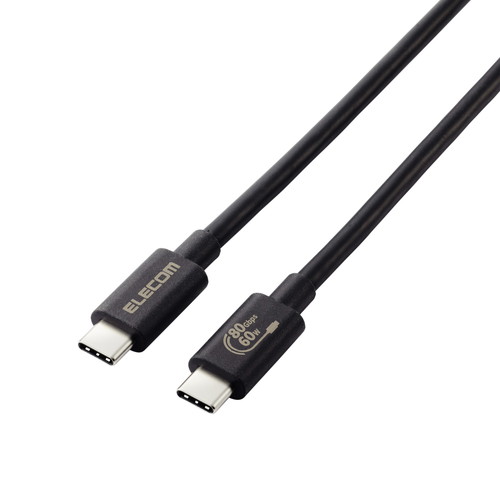 ELECOM（エレコム）USB Type C ケーブル USB-C to USB-C 1m 充電 / データ転送 PD 60W 3A USB4 【 Type-C 搭載 MacBook Surface iPad iPhone Galaxy Xperia 等対応 】 ブラック USB4-V2CC10NBK