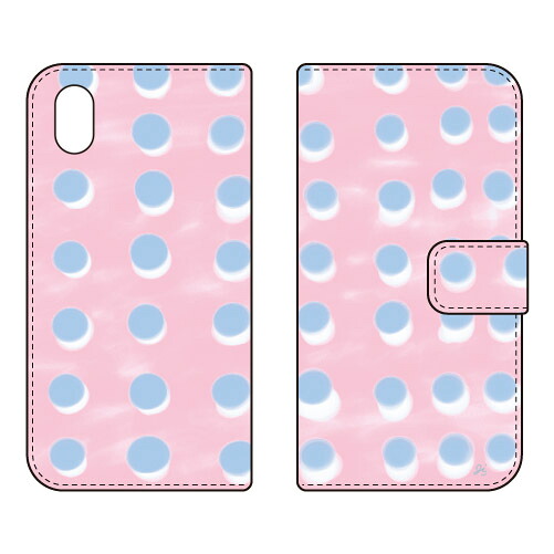 手帳型スマートフォンケース オブチジン 「dot series ピンク」 Xperia Ace III SOG08 SO-53C A203SO SECOND SKIN ケース カバー スマホケース 送料無料 耐衝撃 プリント 保護 衝撃吸収