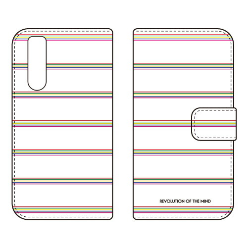 手帳型スマートフォンケース Multi border ホワイト design by ROTM Xperia 10 V SOG11 SO-52D A302SO XQ-DC44 SECOND SKIN ケース カバー スマホケース 送料無料 耐衝撃 プリント 保護 衝撃吸収